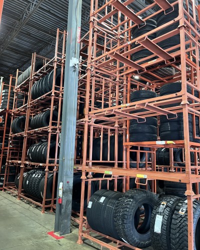 42.625" x 89.75" x 49.5625" Clear Height On Tread TBR Fold Down Racks